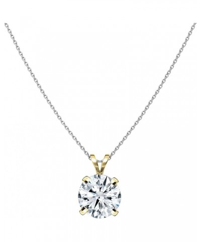 0.25-2.00 Carat Round Lab Grown White Diamond V Bail 4 Prong Solitaire Pendant for Women in 14K Solid Gold 2.00 Carat 18 inch...