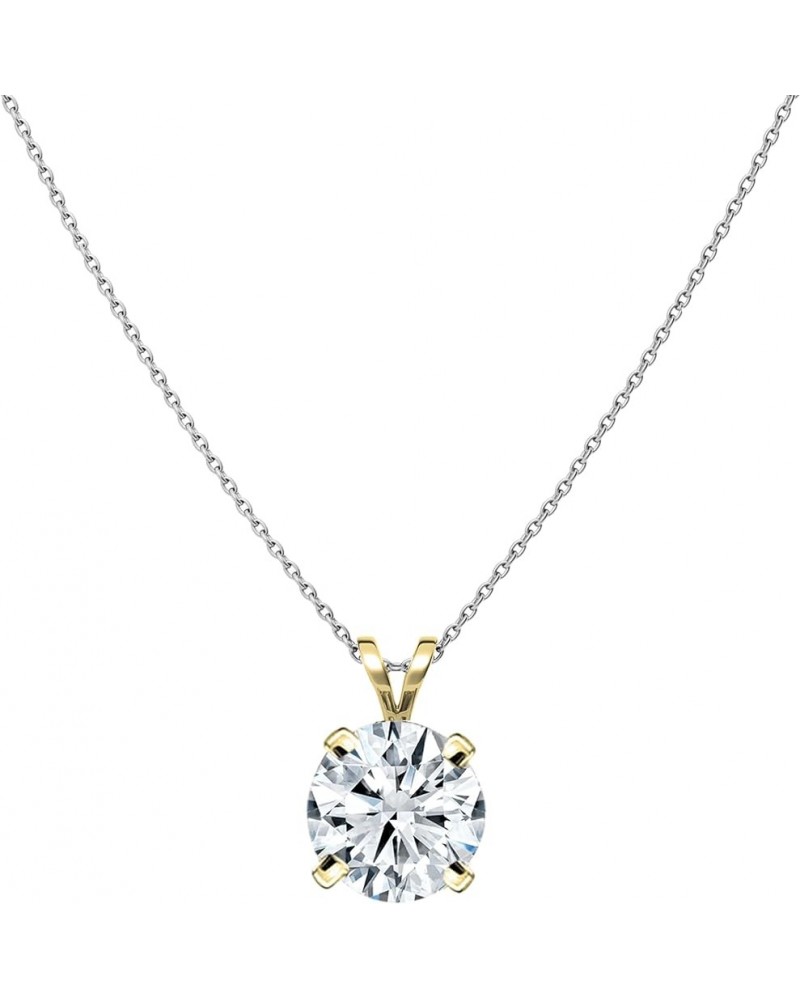 0.25-2.00 Carat Round Lab Grown White Diamond V Bail 4 Prong Solitaire Pendant for Women in 14K Solid Gold 2.00 Carat 18 inch...