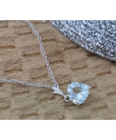 14k Yellow, White, Rose Gold Heart-shaped Natural Aquamarine Pendant Necklace White Gold 18.0 Inches $97.28 Necklaces