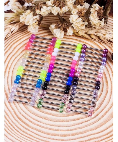 14G Glow in Dark Tongue Nipple Rings 316L Surgical Steel Hypaollergenic Long Straight Barbells Pearl Nipplerings Rings Pierci...