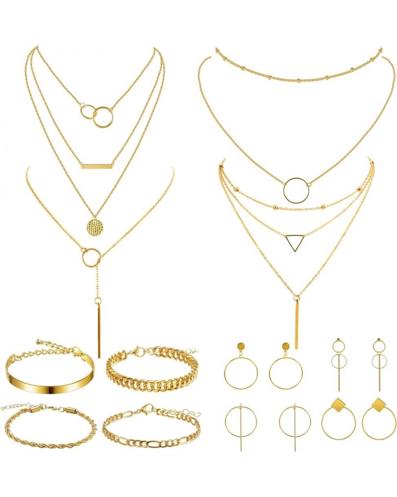 12 Pcs Gold Silver Jewelry Sets for Women Layered Set of Earring Necklace Bracelets for Teen Girl Men Christmas Jewelry Gifts...