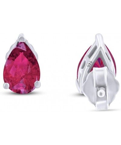 Pear Shape Stud Earrings In 14K White Gold Over Sterling Silver (3 Ct) Simulated ruby $20.50 Earrings