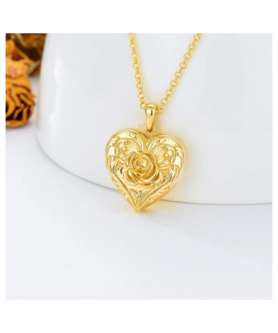 10K 14K 18K Solid Gold Personalized Sunflower/Starburst/Cross/Rose/Lotus/Butterfly/Turtle/Celtic/Bee Heart Locket Necklace Th...