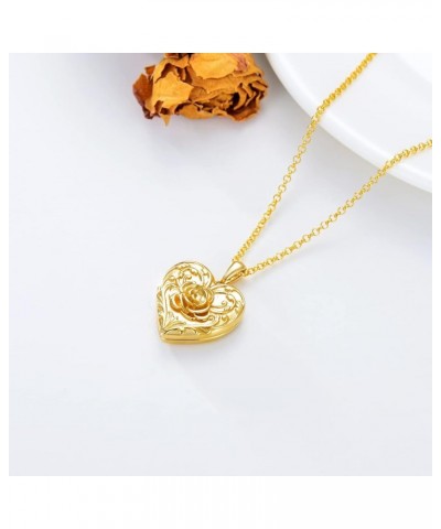 10K 14K 18K Solid Gold Personalized Sunflower/Starburst/Cross/Rose/Lotus/Butterfly/Turtle/Celtic/Bee Heart Locket Necklace Th...