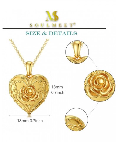 10K 14K 18K Solid Gold Personalized Sunflower/Starburst/Cross/Rose/Lotus/Butterfly/Turtle/Celtic/Bee Heart Locket Necklace Th...