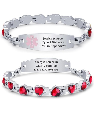 Personalized Medical Alert Bracelets for Women Girls Free Engraving Stainless Steel Customizable Medical ID Bracelets with Zi...