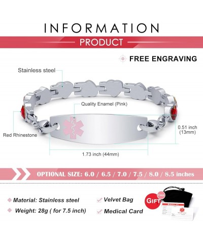 Personalized Medical Alert Bracelets for Women Girls Free Engraving Stainless Steel Customizable Medical ID Bracelets with Zi...