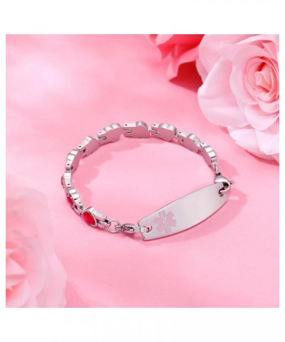 Personalized Medical Alert Bracelets for Women Girls Free Engraving Stainless Steel Customizable Medical ID Bracelets with Zi...