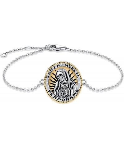 Santa Muerte Bracelet 925 Sterling Silver Death Charm Jewelry For Women $13.44 Bracelets