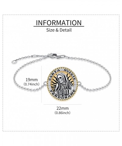 Santa Muerte Bracelet 925 Sterling Silver Death Charm Jewelry For Women $13.44 Bracelets