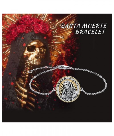 Santa Muerte Bracelet 925 Sterling Silver Death Charm Jewelry For Women $13.44 Bracelets