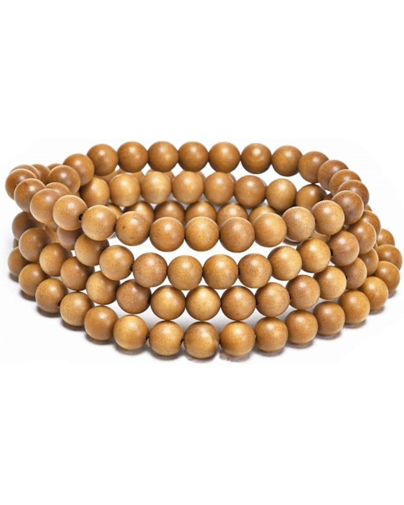 Sandalwood Chandan Round Beads Yoga Meditation Handmade Elastic Stretchable Bracelet for Men and Women 108 Beads 8mm Bracelet...