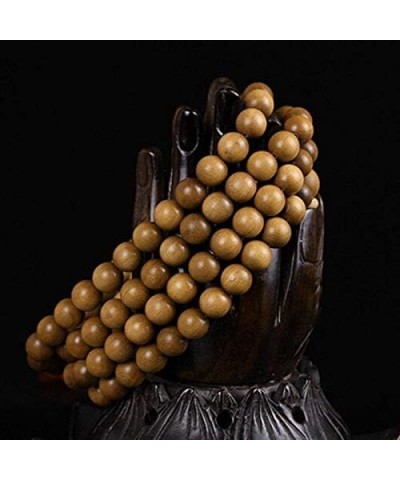 Sandalwood Chandan Round Beads Yoga Meditation Handmade Elastic Stretchable Bracelet for Men and Women 108 Beads 8mm Bracelet...