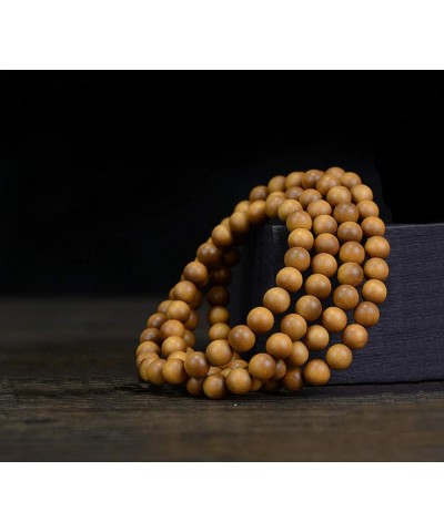 Sandalwood Chandan Round Beads Yoga Meditation Handmade Elastic Stretchable Bracelet for Men and Women 108 Beads 8mm Bracelet...