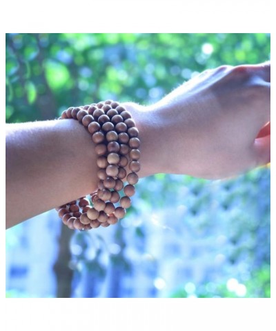 Sandalwood Chandan Round Beads Yoga Meditation Handmade Elastic Stretchable Bracelet for Men and Women 108 Beads 8mm Bracelet...