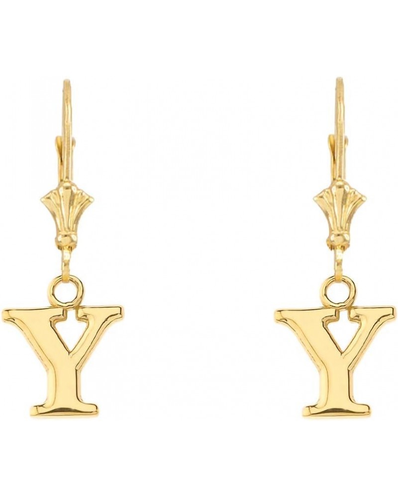 Elegant 14k Yellow Gold Personalized A-Z Initial Earrings Y $87.39 Earrings