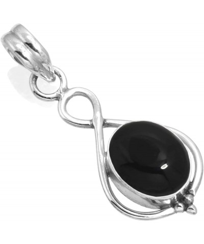 925 Sterling Silver Handmade Pendant for Women 9x11 Oval Gemstone Fashion Jewelry for Gift (99527_P) Black Onyx $18.52 Pendants