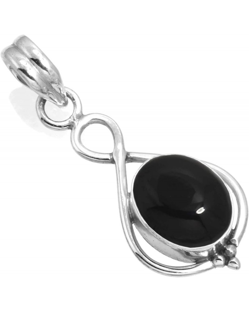 925 Sterling Silver Handmade Pendant for Women 9x11 Oval Gemstone Fashion Jewelry for Gift (99527_P) Black Onyx $18.52 Pendants