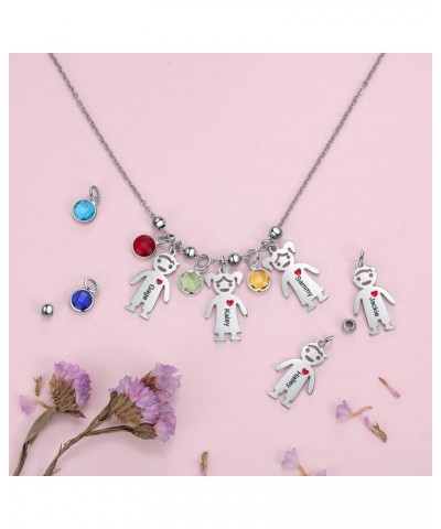 Personalized Mothers Necklace for mom Custom Family Necklace with Doll Engraved Child Name Express Love Stainless Steel Namen...