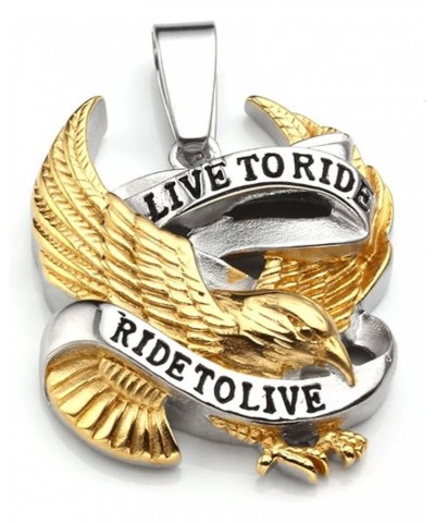 Stainless Steel Punk Hawk Eagle Pendant Motorcycle Biker Necklace for Men, 24" Chain Gold Silver $9.35 Necklaces