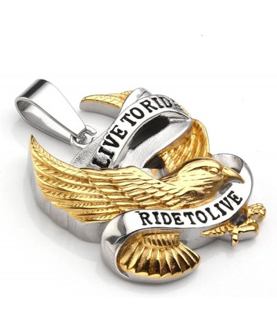 Stainless Steel Punk Hawk Eagle Pendant Motorcycle Biker Necklace for Men, 24" Chain Gold Silver $9.35 Necklaces