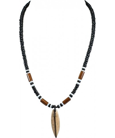 Wood Surfboard on Coconut Shell Beads Necklace Black $10.05 Necklaces