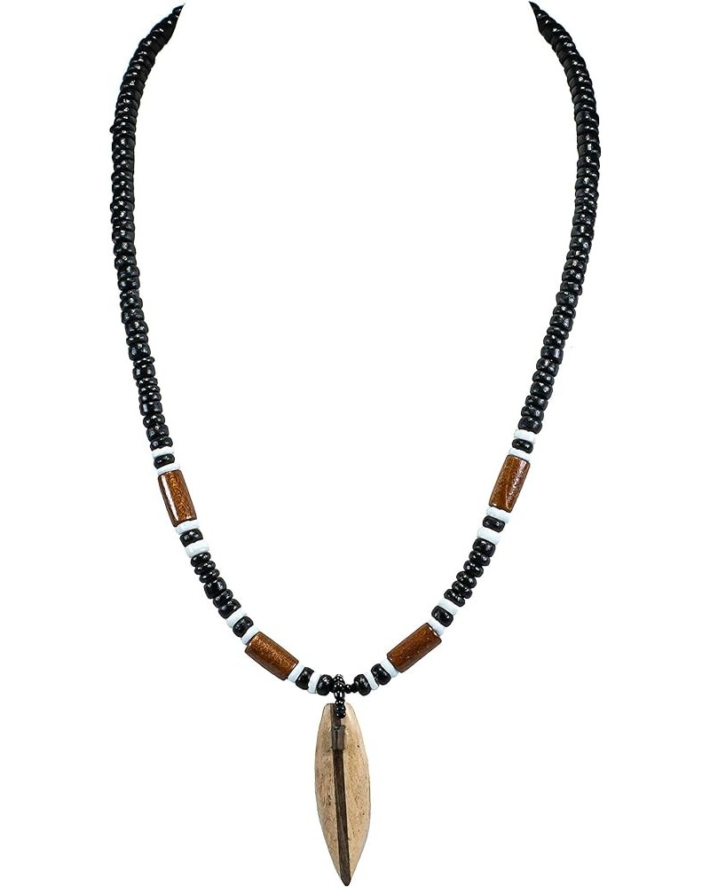 Wood Surfboard on Coconut Shell Beads Necklace Black $10.05 Necklaces