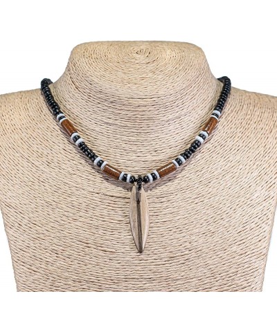 Wood Surfboard on Coconut Shell Beads Necklace Black $10.05 Necklaces