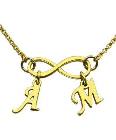Infinity Necklace with Initial Charms Personalized Mothers Grandma Family Necklace Infinity Jewelry Gold 14.0 Inches $19.48 N...