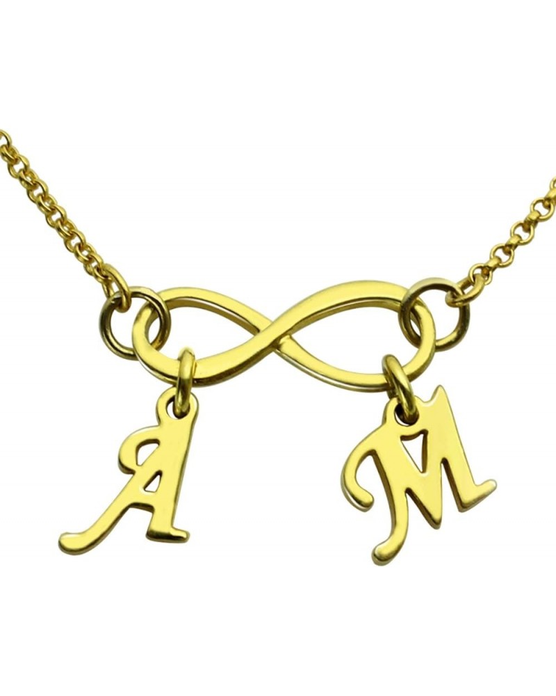 Infinity Necklace with Initial Charms Personalized Mothers Grandma Family Necklace Infinity Jewelry Gold 14.0 Inches $19.48 N...