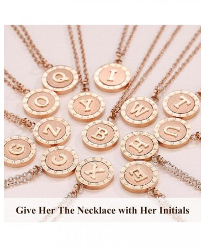 Rose Gold Initial Necklaces for Women Girls, Dainty Letter Necklace Tiny A-Z Pendant Necklace Monogram, Cute Letter Name Coin...