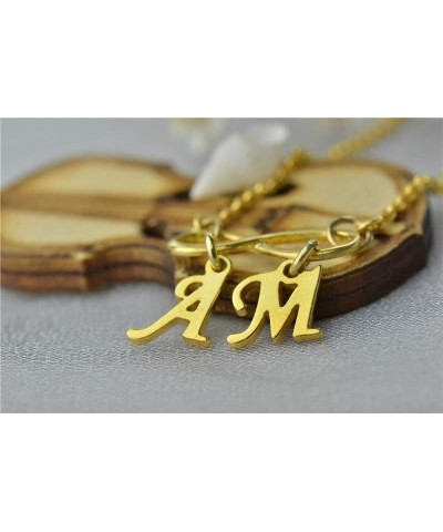 Infinity Necklace with Initial Charms Personalized Mothers Grandma Family Necklace Infinity Jewelry Gold 14.0 Inches $19.48 N...