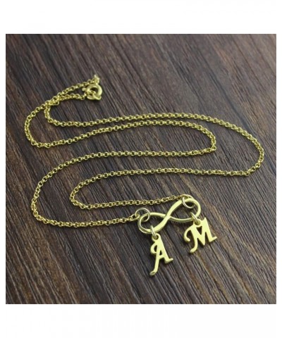 Infinity Necklace with Initial Charms Personalized Mothers Grandma Family Necklace Infinity Jewelry Gold 14.0 Inches $19.48 N...