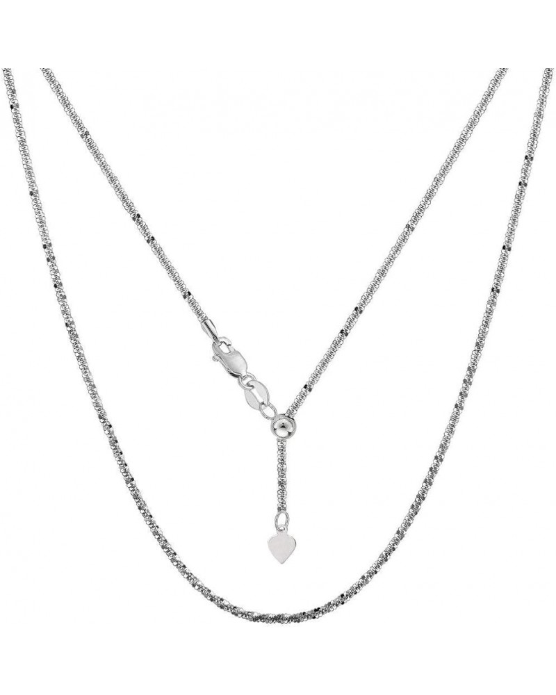 14k SOLID Yellow or White Gold 1.5MM Adjustable Sparkle Chain Necklace For Pendants And Charms (Adjustable Upto 22") Jewelry ...