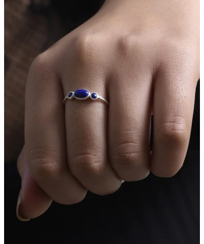 Solid 925 Sterling Silver Lapis Lazuli Ring for Women Blue Stone Promise Ring Jewelry for Mother's Day Gift $11.52 Rings