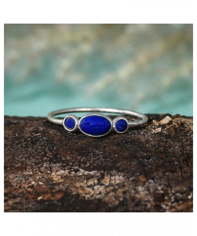 Solid 925 Sterling Silver Lapis Lazuli Ring for Women Blue Stone Promise Ring Jewelry for Mother's Day Gift $11.52 Rings