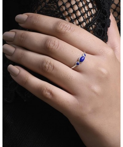 Solid 925 Sterling Silver Lapis Lazuli Ring for Women Blue Stone Promise Ring Jewelry for Mother's Day Gift $11.52 Rings