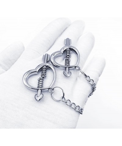 Heart Body Chain Rings 316L Stainless Steel Body Chain Clamps No Piercings Adjustable Barbell Body Clip for Women Men Couple ...