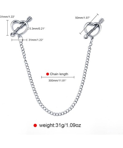 Heart Body Chain Rings 316L Stainless Steel Body Chain Clamps No Piercings Adjustable Barbell Body Clip for Women Men Couple ...