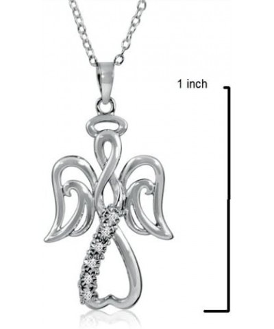 Winged Angel Open Heart Diamond Pendant Necklace in Sterling Silver on an 18 inch Sterling Silver Chain |Real Diamond Necklac...