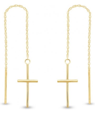Cross Dangle Drop Women's Earrings In 14K Gold Over Sterling Silver yellow-gold-plated-silver $17.22 Earrings