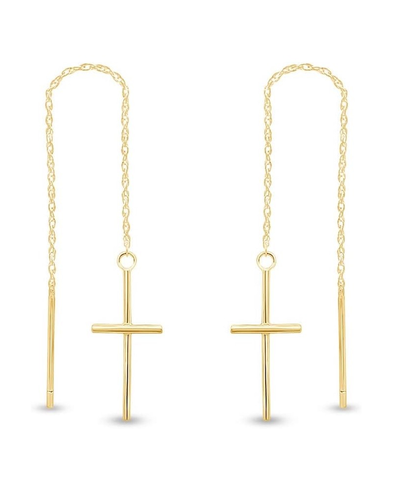 Cross Dangle Drop Women's Earrings In 14K Gold Over Sterling Silver yellow-gold-plated-silver $17.22 Earrings