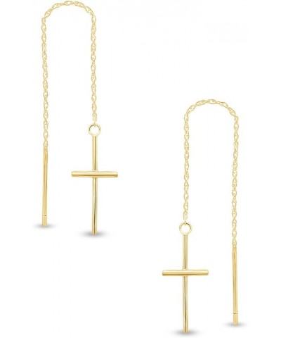 Cross Dangle Drop Women's Earrings In 14K Gold Over Sterling Silver yellow-gold-plated-silver $17.22 Earrings