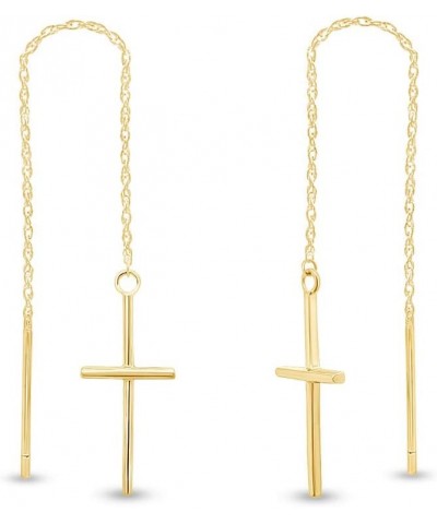 Cross Dangle Drop Women's Earrings In 14K Gold Over Sterling Silver yellow-gold-plated-silver $17.22 Earrings