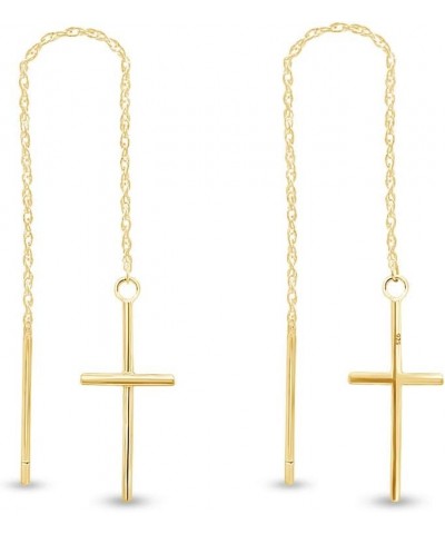 Cross Dangle Drop Women's Earrings In 14K Gold Over Sterling Silver yellow-gold-plated-silver $17.22 Earrings