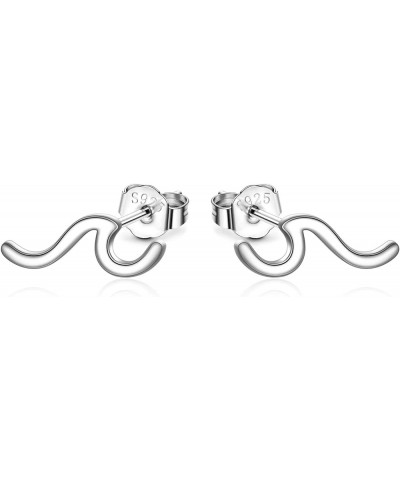 Wave Earrings 925 Sterling Silver Ocean Wave Stud Earrings Ocean Wave Jewelry Beach Gifts for Women Girls A-Silver $13.43 Ear...
