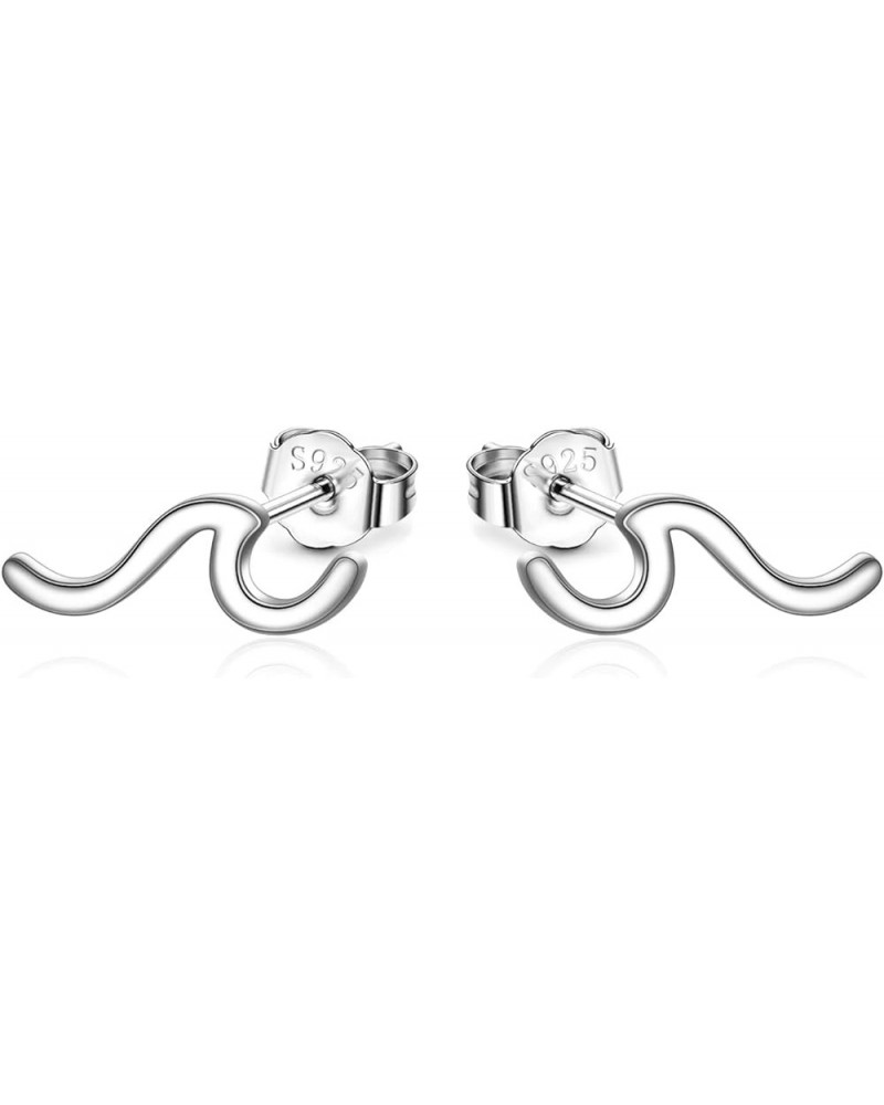 Wave Earrings 925 Sterling Silver Ocean Wave Stud Earrings Ocean Wave Jewelry Beach Gifts for Women Girls A-Silver $13.43 Ear...