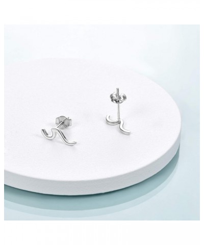 Wave Earrings 925 Sterling Silver Ocean Wave Stud Earrings Ocean Wave Jewelry Beach Gifts for Women Girls A-Silver $13.43 Ear...