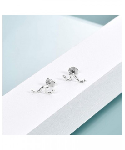 Wave Earrings 925 Sterling Silver Ocean Wave Stud Earrings Ocean Wave Jewelry Beach Gifts for Women Girls A-Silver $13.43 Ear...