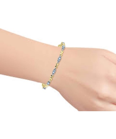 Bracelets for Women Yellow Gold Plated Silver XO Hugs & Kisses Tennis Bracelet Gemstone & Genuine Diamonds Adjustable to Fit ...